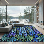 Stunning Blue Chandelier Larkspur Floral Rug