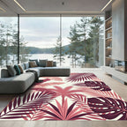 Crimson Tropical Leaf Paradise Rug