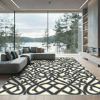 Intricate Dark Gray Interlocking Lattice Rug