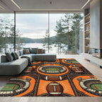 Vintage Orange Football Stadium Art Rug