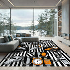 Referee Whistle and Clock Monochromatic Rug