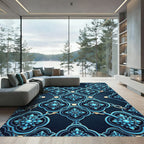 Azure Quatrefoil Chain Link Rug