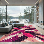 Abstract Magenta Black Ink Splash Rug