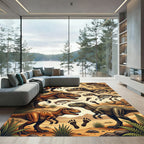 Prehistoric Dinosaur Fossil Earthy Tones Scenery Rug