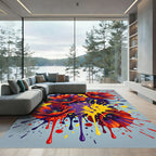 Vibrant Abstract Poppy Splatter Art Rug