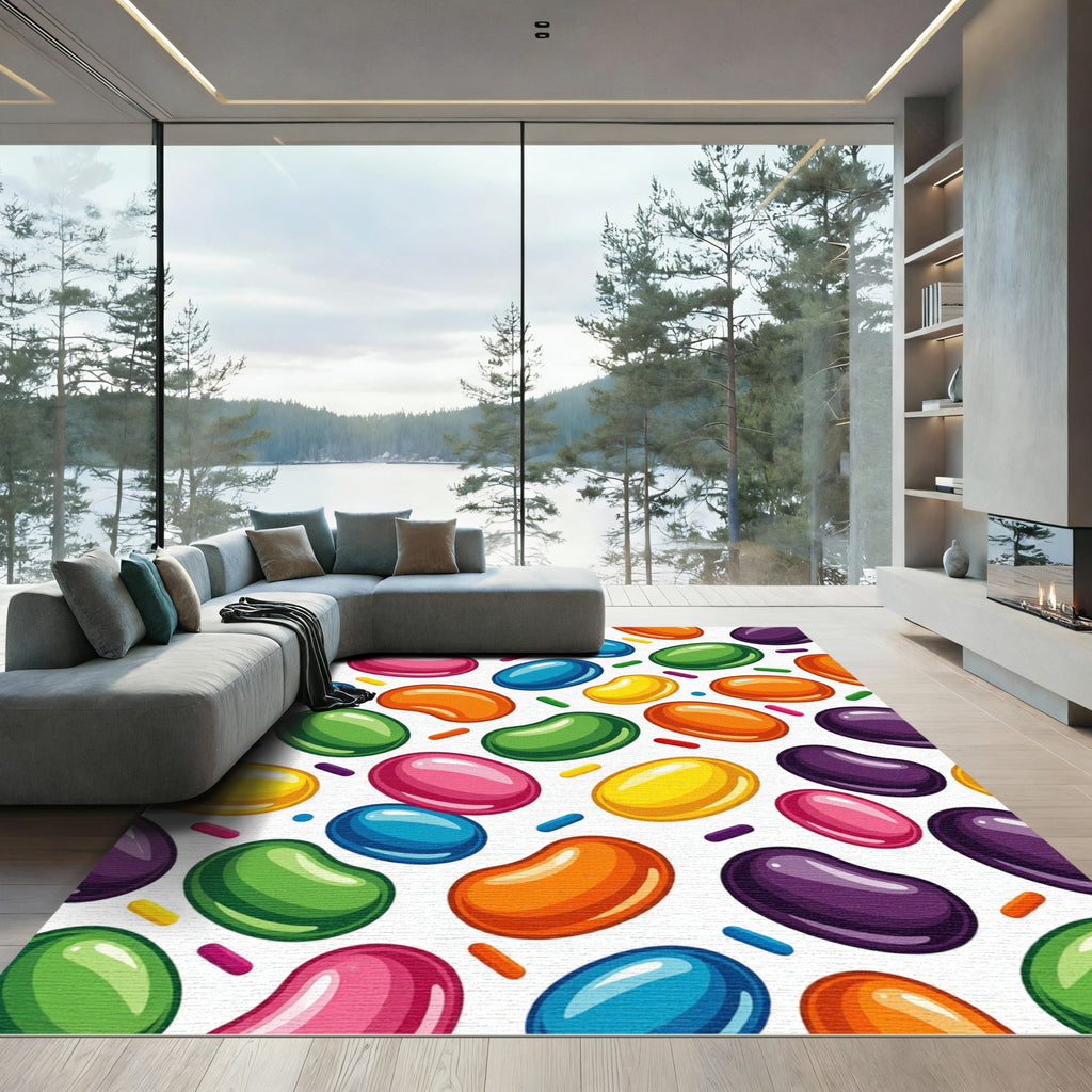 Playful Multicolored Jelly Bean Candy Abstract Rug