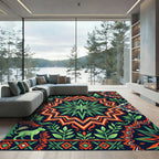 Green Folk Art Star Wilderness Meadow Rug