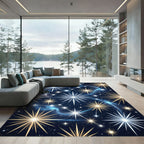 Celestial Midnight Gold Starry Sky Rug