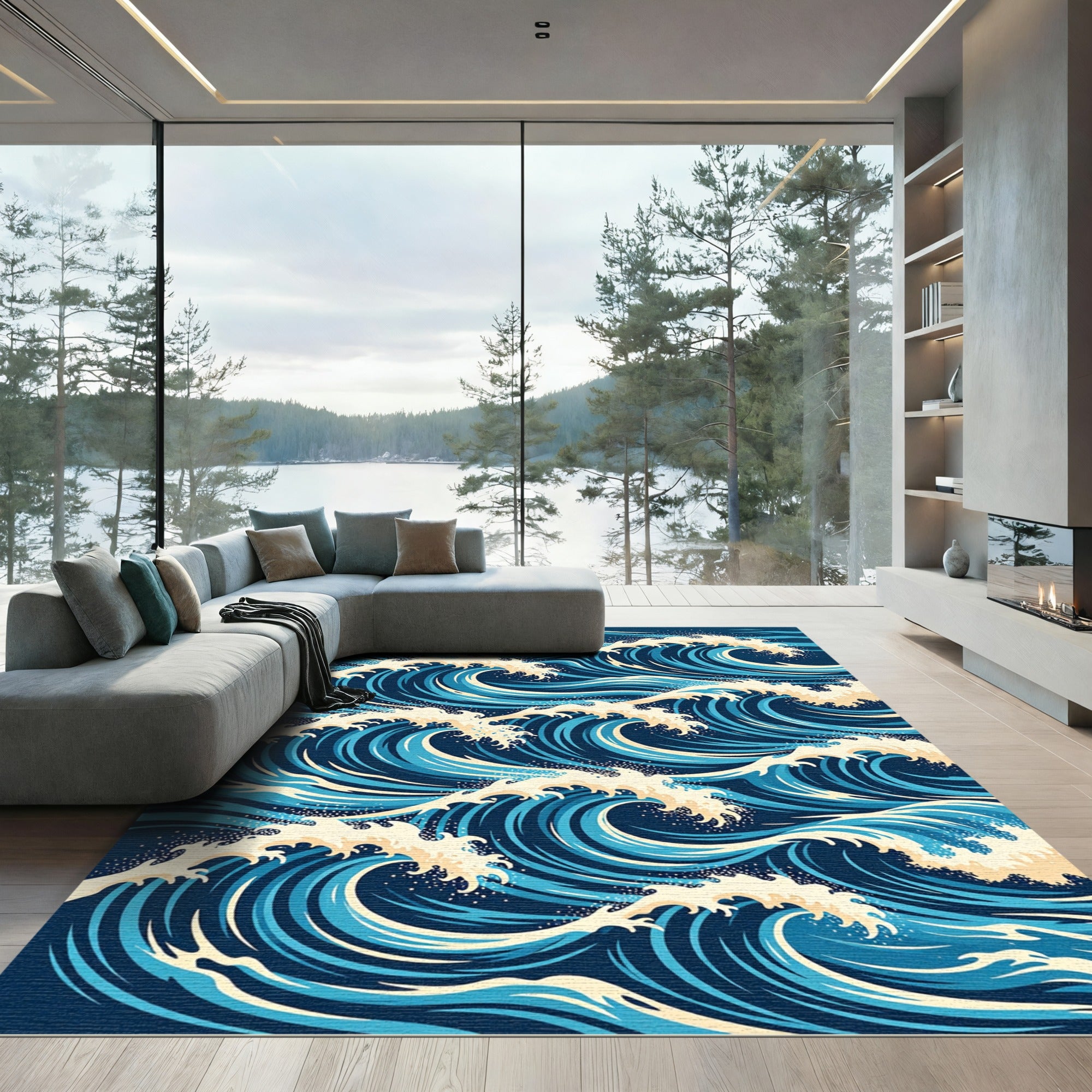 Turquoise Marine Swirls Rug