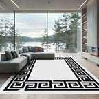 Black White Maze Border Rug