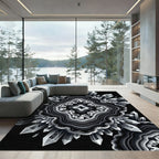 Striking Black White Crystal Agate Rug