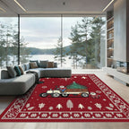 Red Festive Santa Truck Christmas Rug