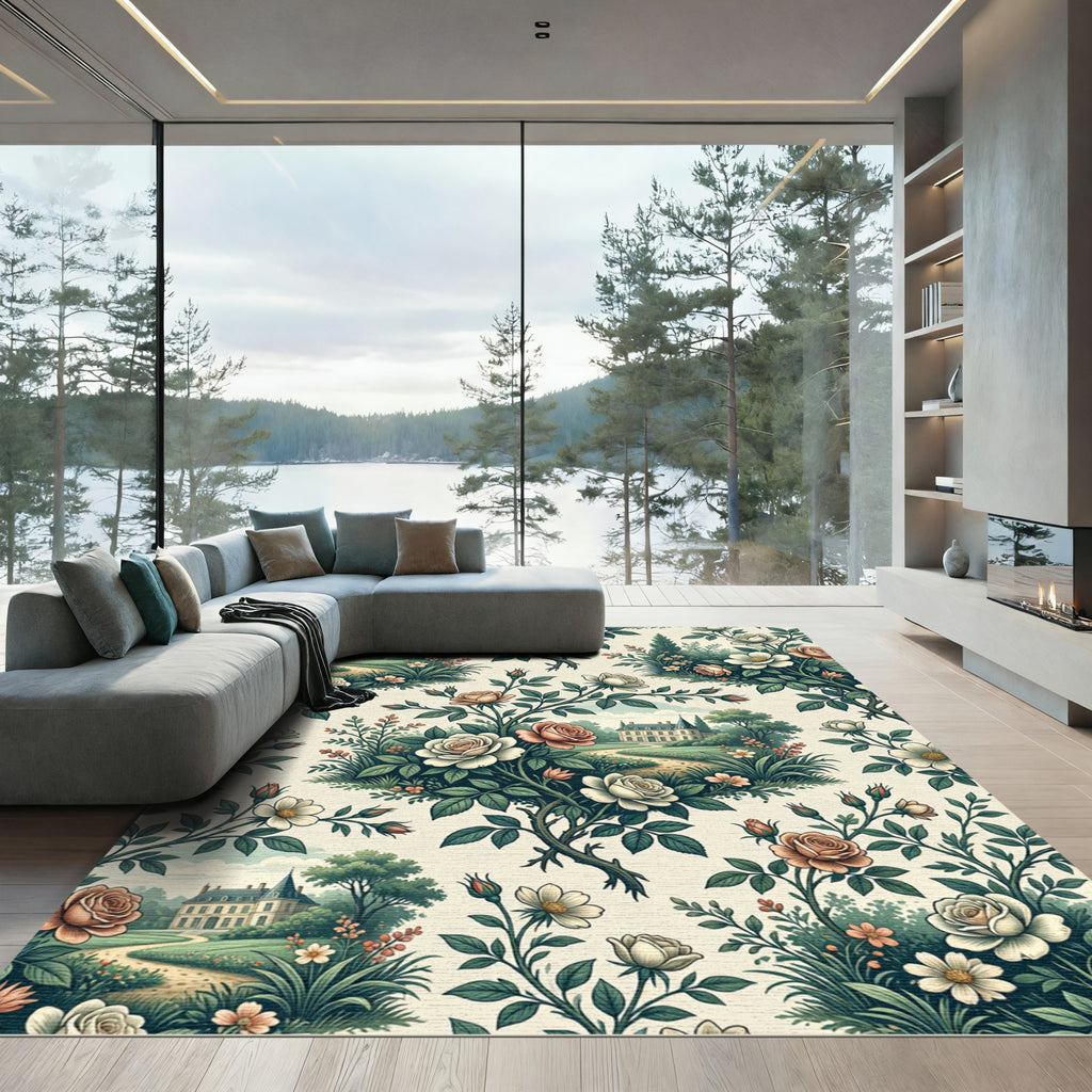Victorian Estate Garden Rose Toile Rug