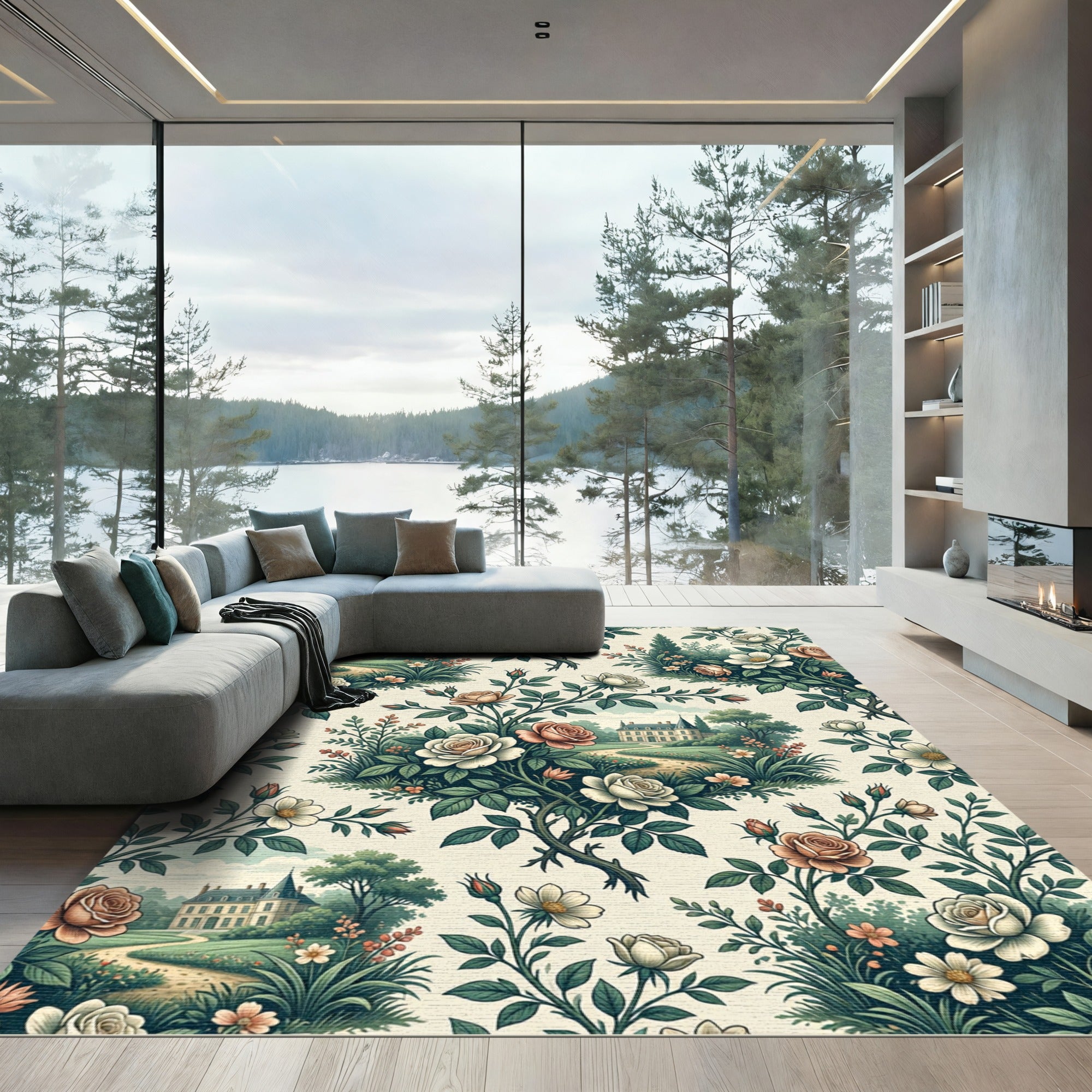 Victorian Estate Garden Rose Toile Rug