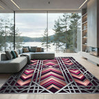Art Deco Fuchsia Geometric Chevron Rug