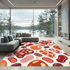 Abstract Red Pink Gold Biomorphic Forms Rug