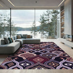 Crimson and Lavender Evil Eye Ogee Rug