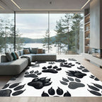 Black and Gray Animal Paw Tracks Rug