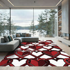 Interlocking Crimson Heart Lattice Rug