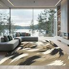 Abstract Earthy Tone Brushstroke Swirl Rug