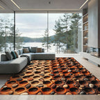 Textured Terracotta Pebbled Gradient Mosaic Rug