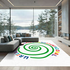 Circular Spiral Green Gradient Letters Rug