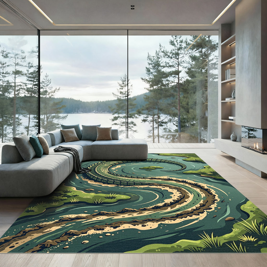 Coiled Alligator Swamp Serpent Rug