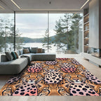 Blush and Golden Leopard Animal Face Rug