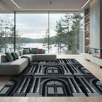 Monochromatic Neoclassical Architectural Repeats Rug
