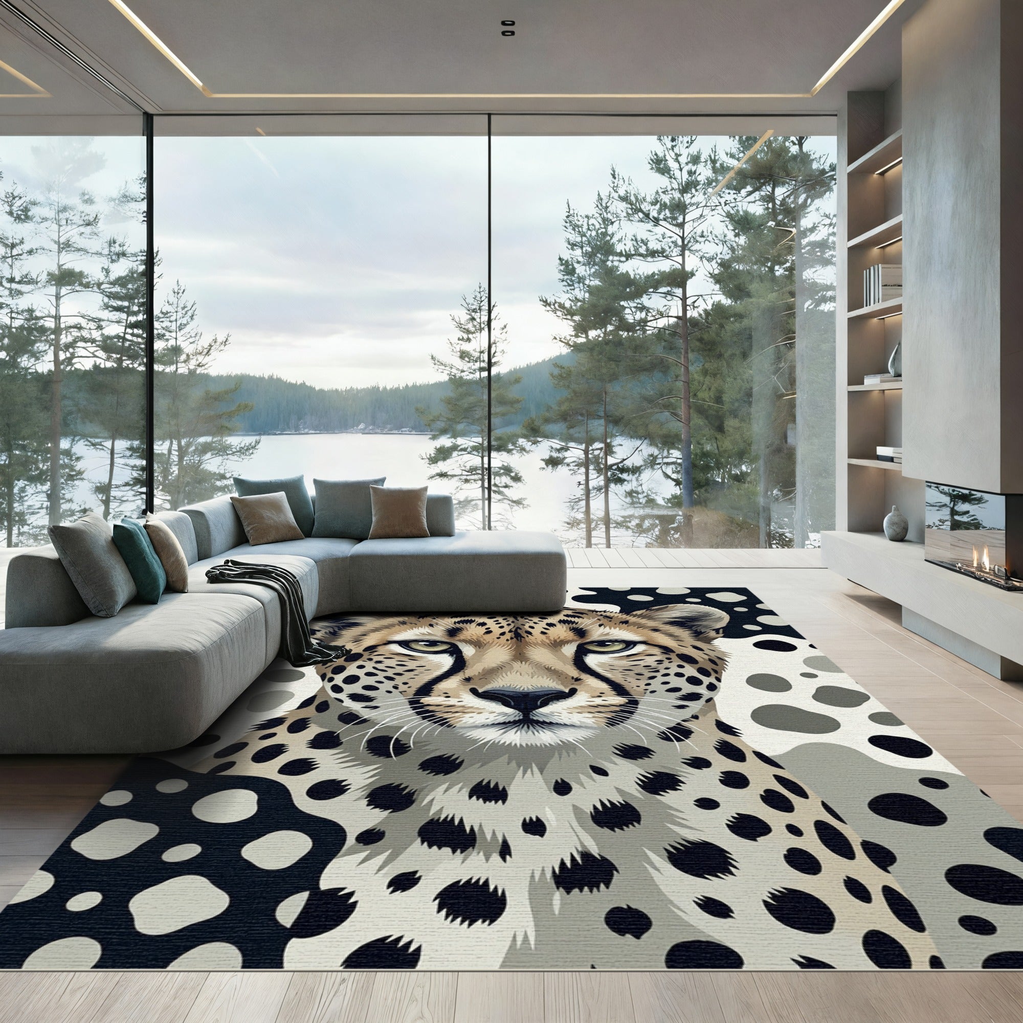 Monochromatic Cheetah Spots Abstract Rug
