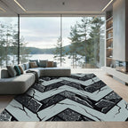 Geometric Concrete Chevron Graphic Gray Black Rug