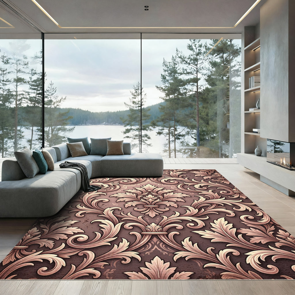 Baroque Bronze Rococo Scrollwork Rug
