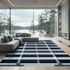 Minimalist Navy Grid Monochromatic Architecture Rug