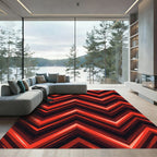 Vibrant Red Jagged Chevron Rug