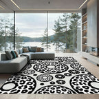 Monochrome Leopard Spotted Donut Illustration Rug