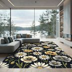 Botanical Golden Poppy and Daisy Meadow Rug