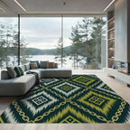 Deep Green Gold Chain Diamond Rug