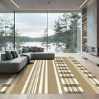 Earthy Tan Plaid Stripe Combination Rug