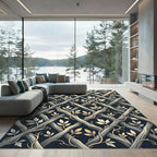 Gray Lattice Vine Botanical Rug