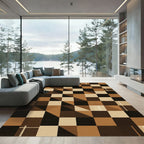 Brown Toned Geometric Cube Illusion Rug