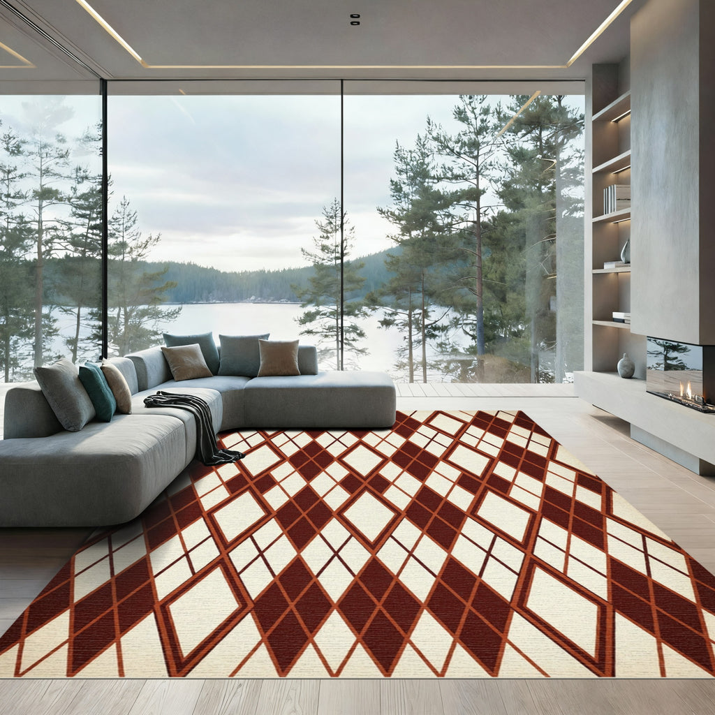 Crimson Diamond Network Texture Rug