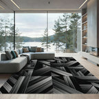 Monochrome Geometric Linear Abstract Art Rug