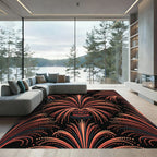 Art Deco Coral Fountain Radiant Burst Rug