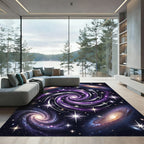 Cosmic Purple Interstellar Galaxy Swirl Rug
