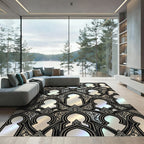 Elegant Black Silver Arched Trellis Rug