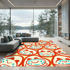 Red Yellow Blue Abstract Faces Rug