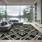 Gold Geometric Ethnic Diamond Ink Backdrop Rug