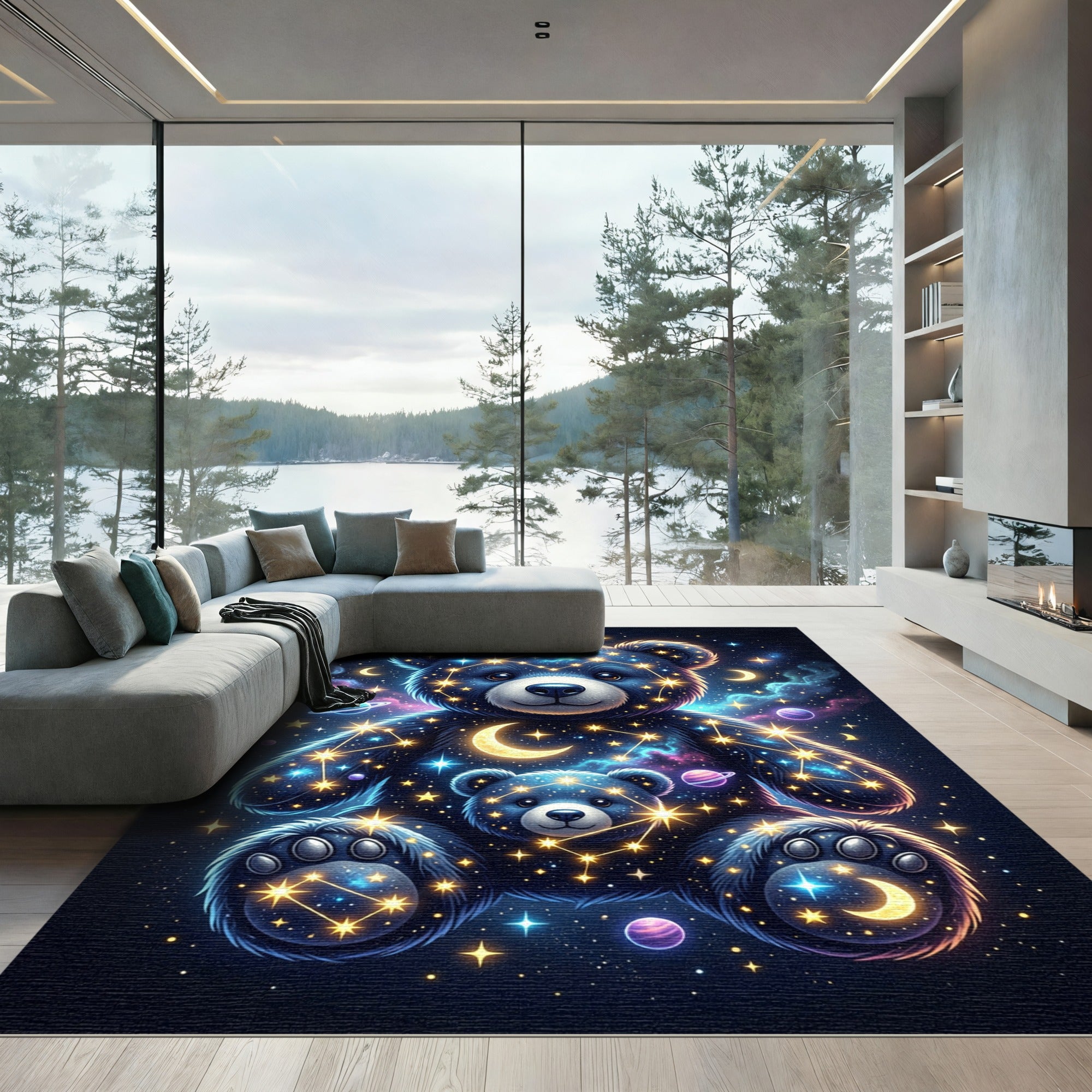 Celestial Cosmic Bear Constellation Galaxy Rug
