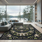 Elegant White Lily Floral Garland Rug