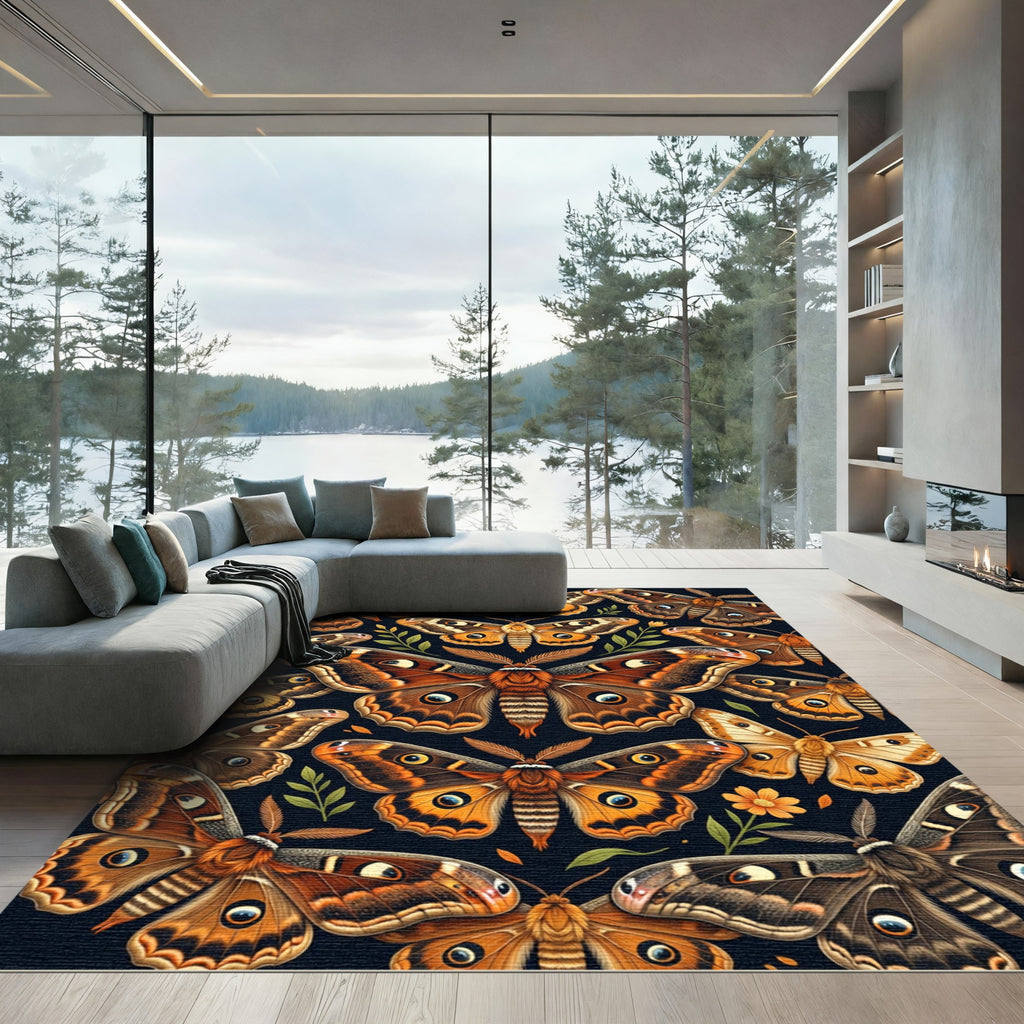 Whimsical Amber Butterfly Botanical Garden Rug